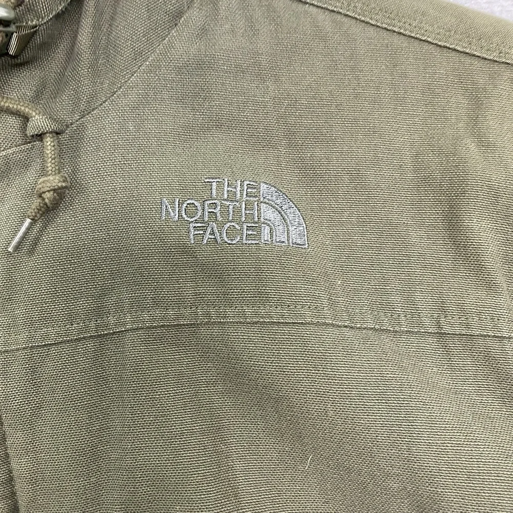 Vintage Ther North Face Jacket Mens Large Green Canvas Full Zip Hooded Sherpa